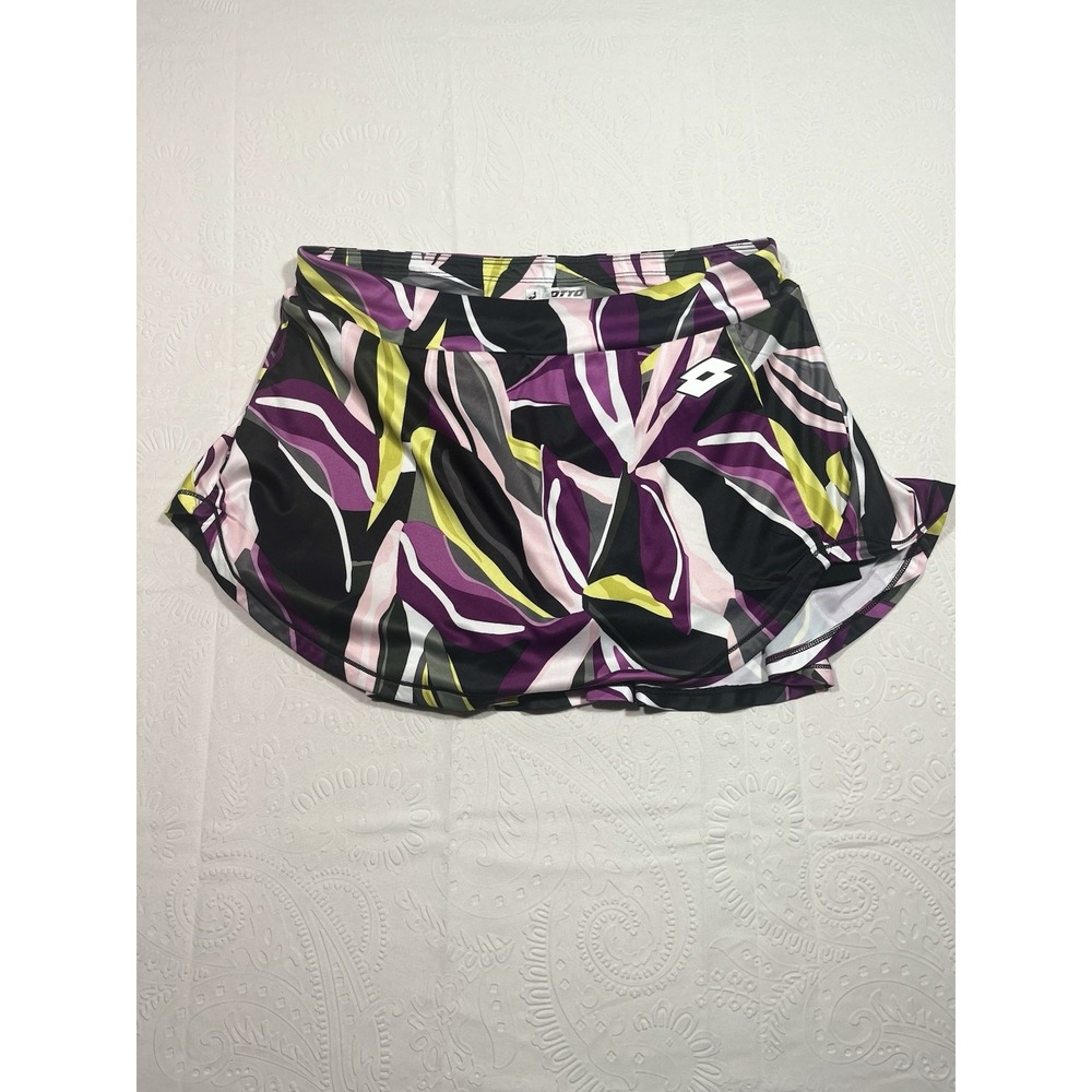 Lotto Ladies Shorts Loose Fit With Liner, Multicolor Purple Yellow White Size S